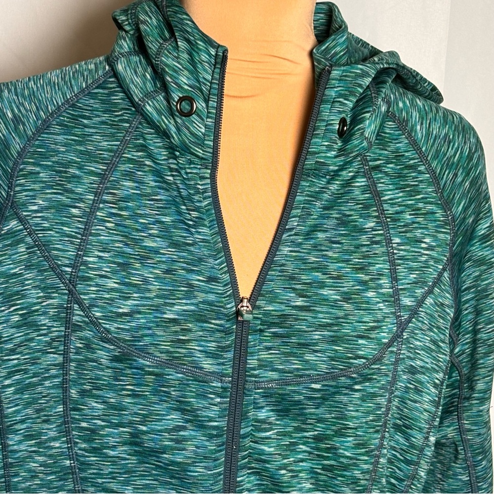 Athleta Blue Space Dye Zip Hoodie Size Large Athletic Workout Jacket - Picture 2 of 13